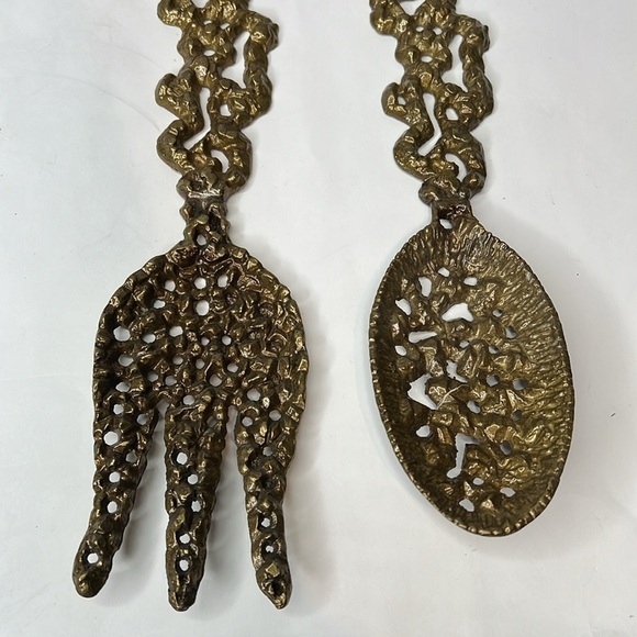 Set of Two (2) Serving Set Perforated Brass Copper Jerusalem Themed - Never Used - Picture 4 of 7